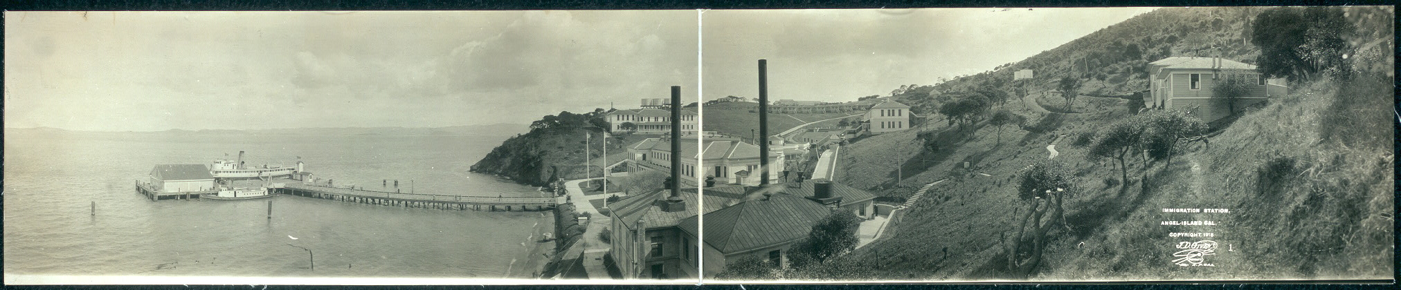 A 1915 panoramic photograph of the immigration station at Angel Island, California