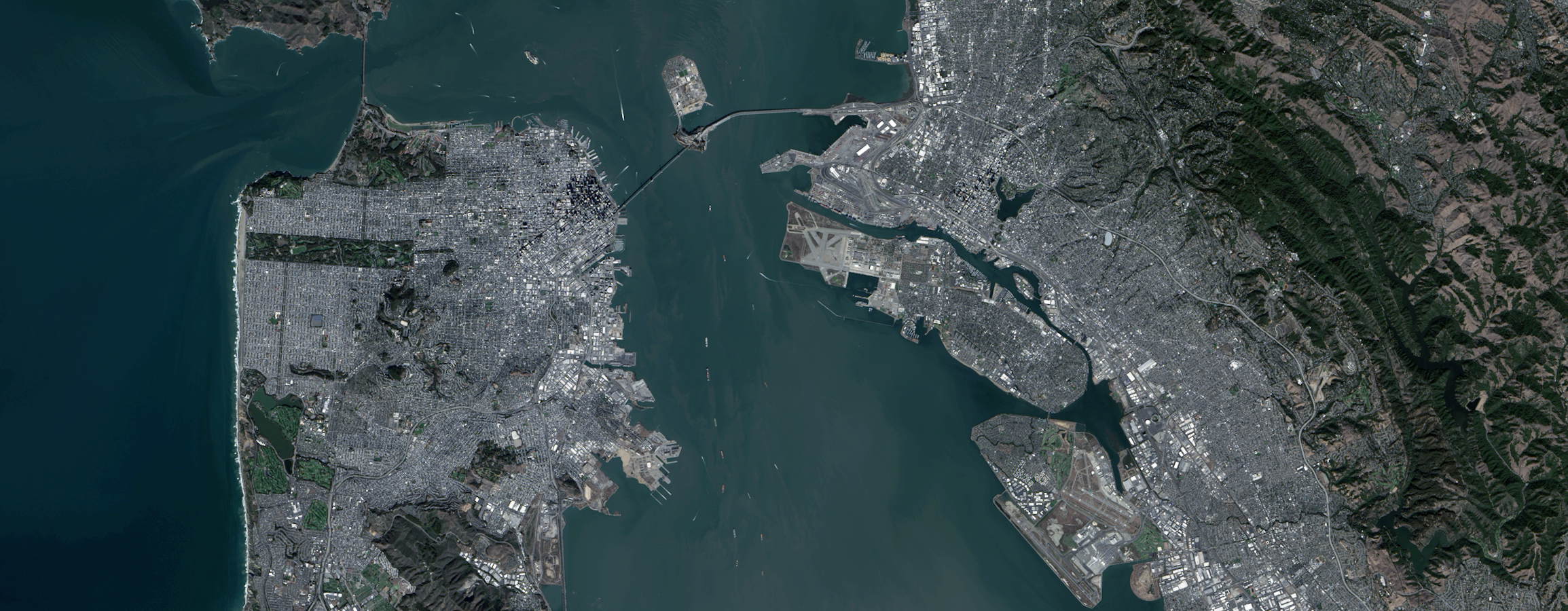 A Landsat 9 satellite image of the San Francisco Bay Area captured in 2023